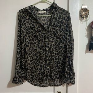 Sheer cheetah print blouse